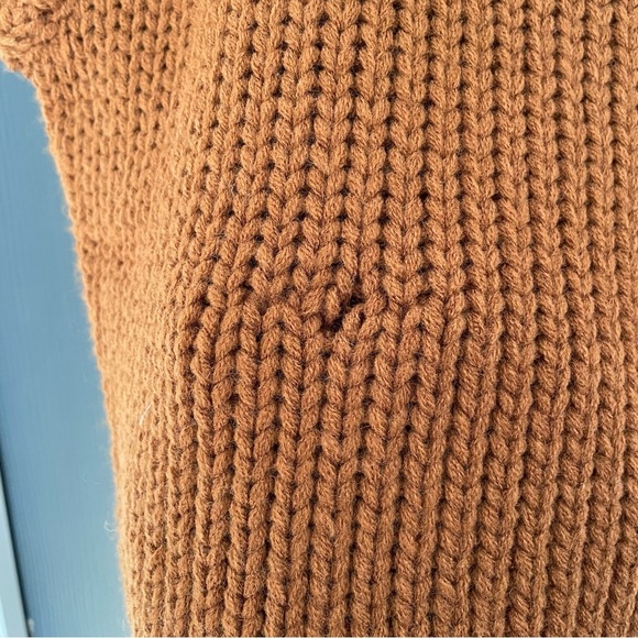 ZARA Plain Knit Roll Neck Sleeveless Sweater Vest Caramel Brown M - Picture 13 of 16